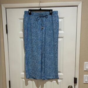 Michael Kors nwot Blue Patterned crop Drawstring Pants